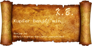 Kupfer Benjámin névjegykártya